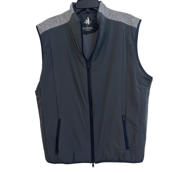 johnnie-o Swayne Performance Mixed Media Vest Charcoal L Lightweight Athleisure
